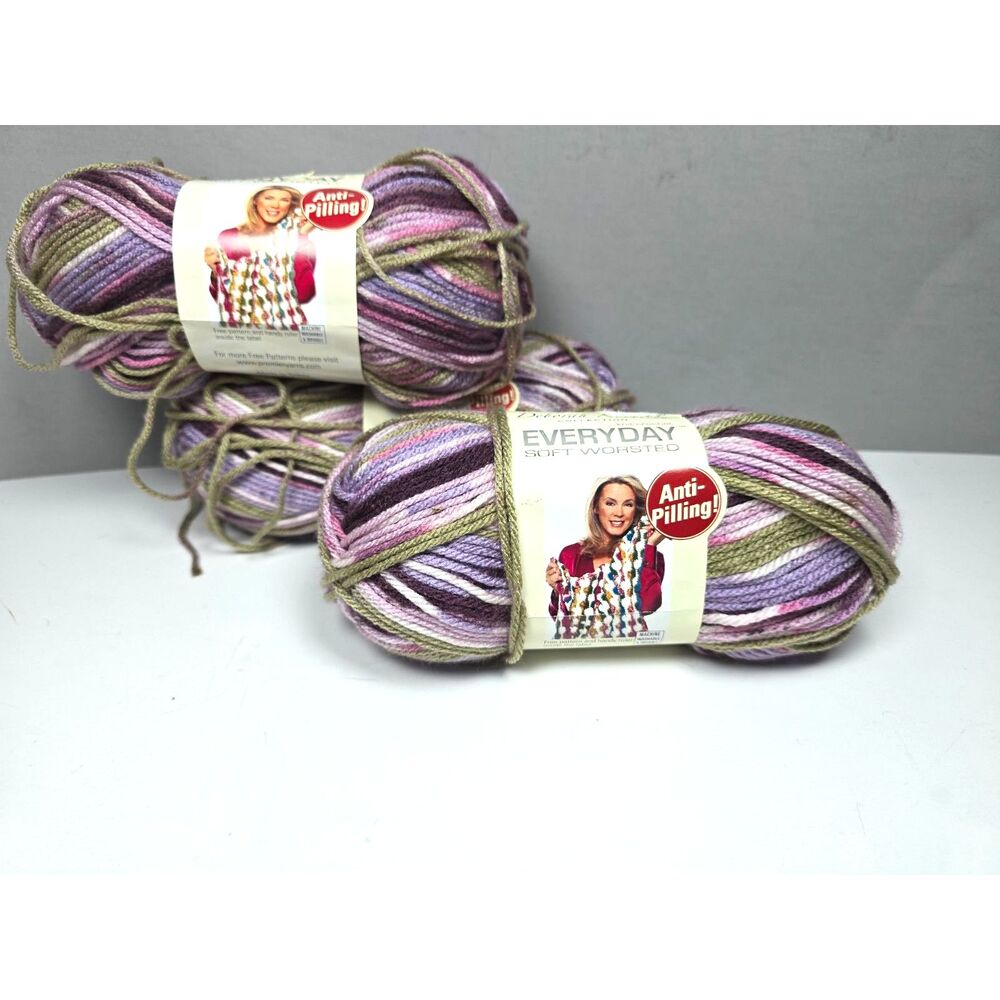 Premier Norville Yarn Lot X 2+ Lilac Ridge Variegated Green Purple Acrylic